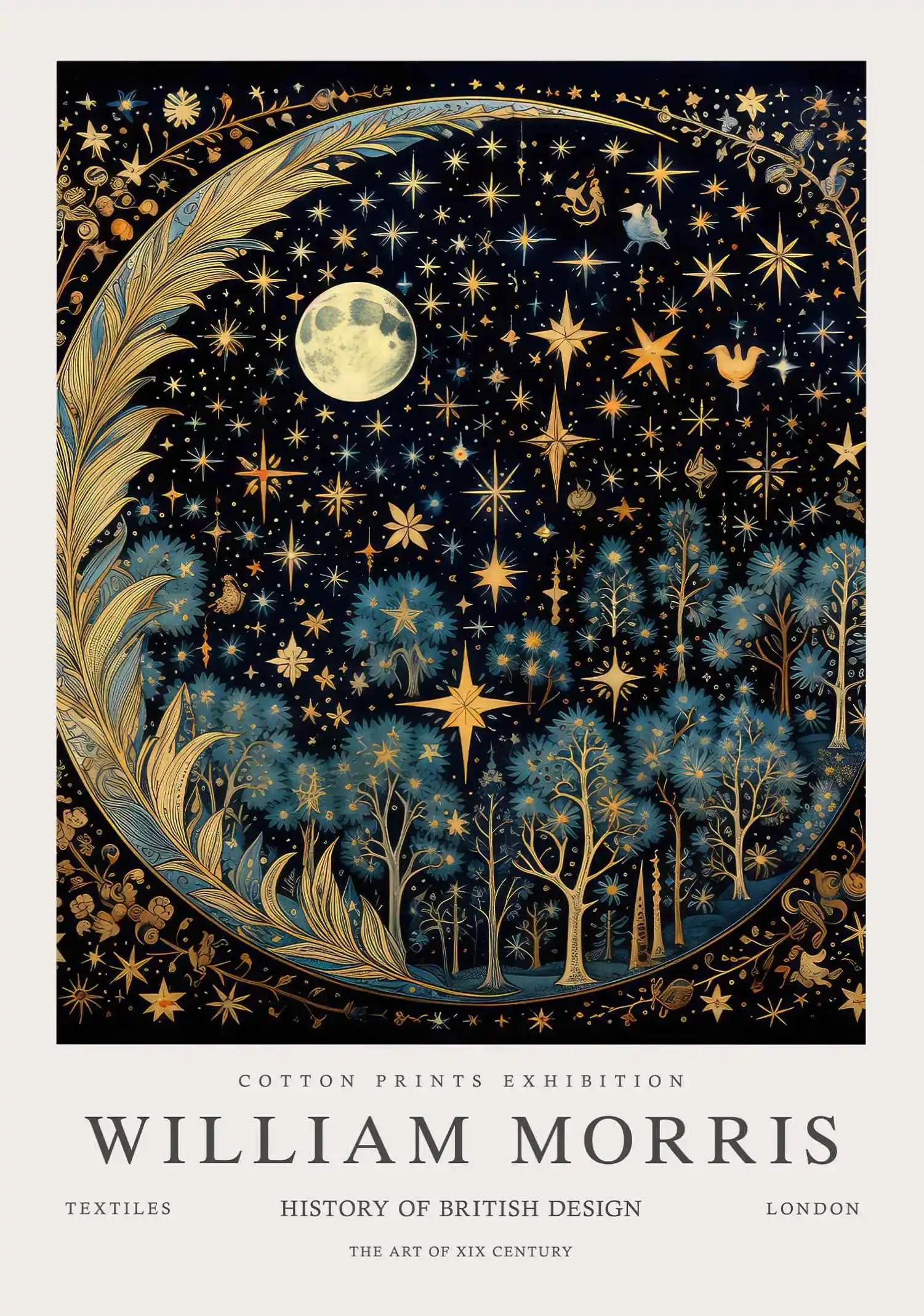 Amazon.co.jp: ウィリアム モリス ポスター 月と星 抽象キャンバス絵画